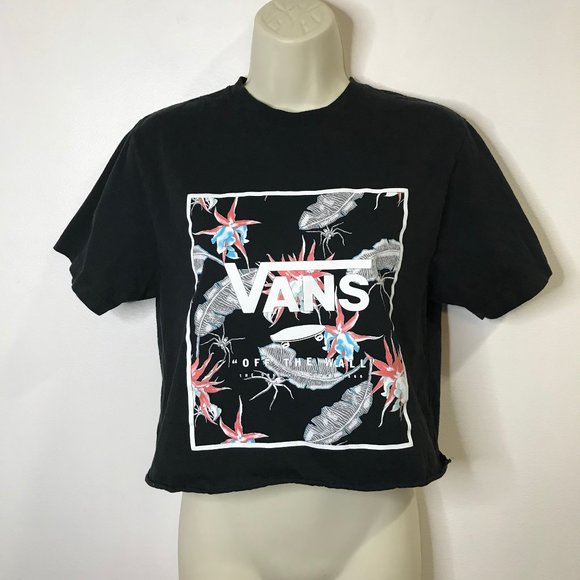 Vans Tops - Vans Off the Wall Black Crop T-shirt SMALL S Spider Skateboard Crewneck